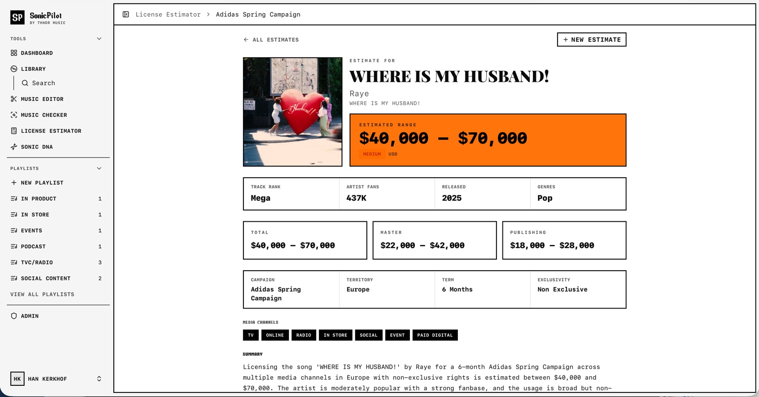 Sonic Pilot — License Estimator