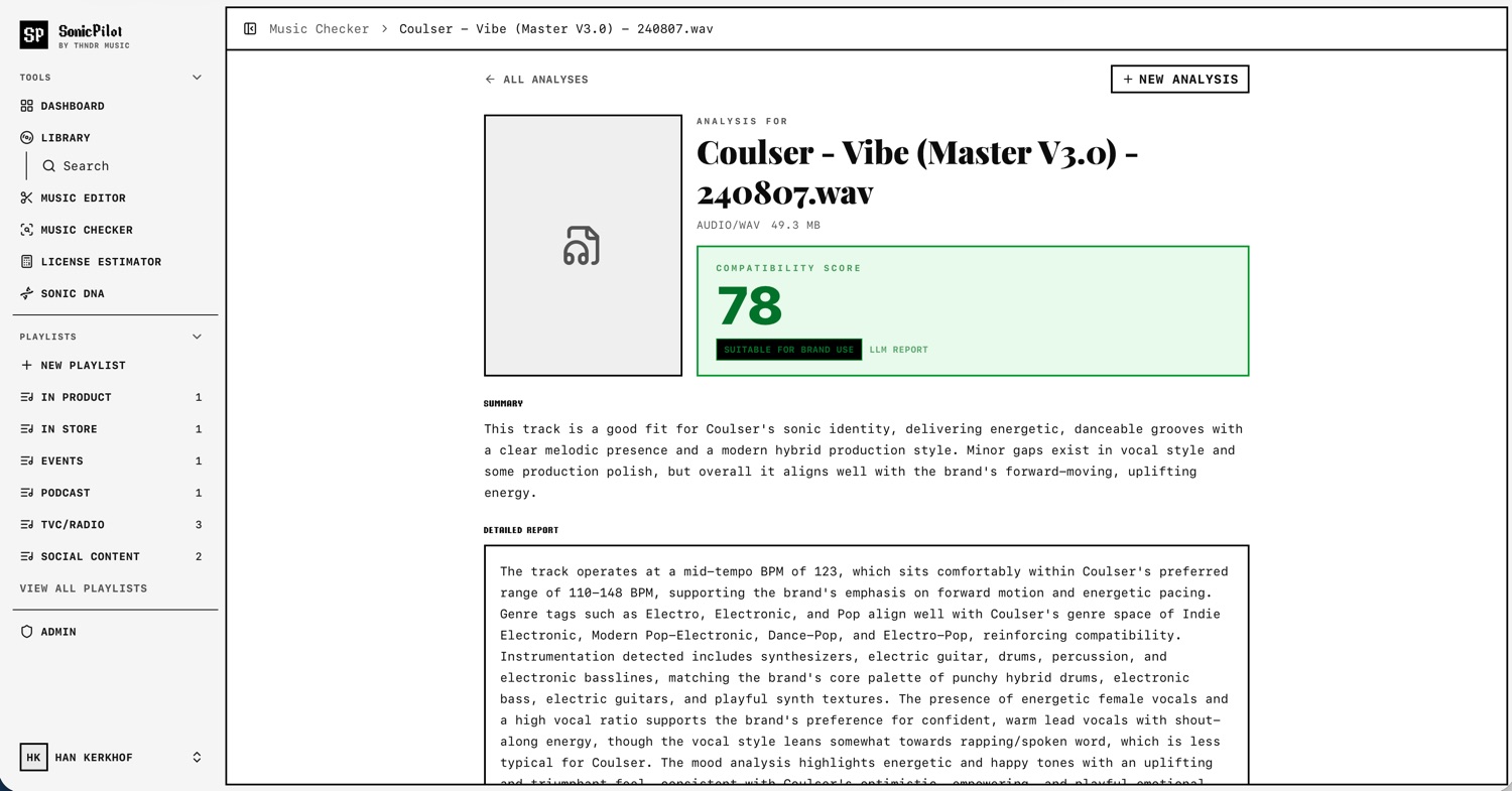 Sonic Pilot — Music Checker